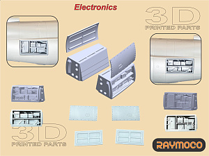 Additions (3D resin printing) 1/48 SEA HARRIER FA 2 Engine, Exhaust Nozzles, Electronics, Radar. (Raymoco)