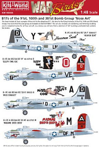 Decal 1/48 Boeing B-17G Flying Fortress Nose Art of the 91st,100th and 381st BG (4) (Kits-World)