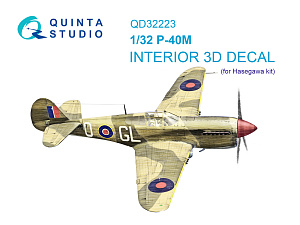 P-40M 3D-Printed & coloured Interior on decal paper  (Hasegawa)