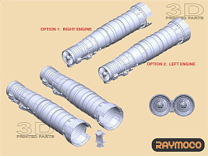 Additions (3D resin printing) 1/48 Turbo Jet Engine R-15B-300 (2 sets) (for MiG-25) (Raymoco)