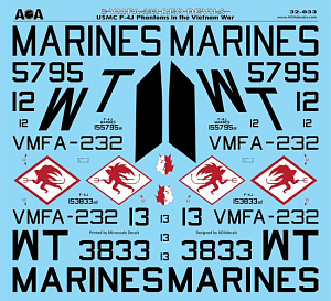 Decal 1/32     VMFA-232 Red Devils - USMC McDonnell F-4J Phantoms in the Vietnam War (AOA Decals)