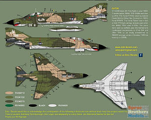 Decal 1/32      McDonnell F-4E Phantom 388th TFW at Korat RTAB 1968 coded JJ and JV all with shark mouths Pt 1 (9) (Zotz)