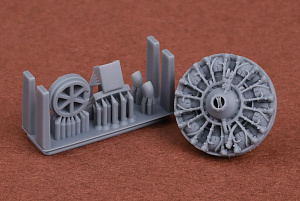 Additions (3D resin printing) 1/72 Douglas SBD-1/SBD-2/SBD-3/SBD-4 Dauntless engine, oil cooler and exhaust set 