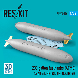 Additions (3D resin printing) 1/7 2230 gallon fuel tanks (AFMS) for Boeing/Hughes AH-64, MH-60L, UH-60A, HH-60 (2 pcs) (ResKit)