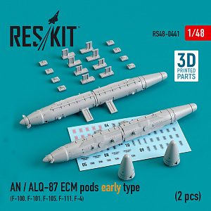 Additions (3D resin printing) 1/48 AN / ALQ-87 ECM pods early type (2 pcs) (ResKit)