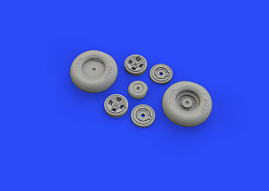 Additions (3D resin printing) 1/32      Supermarine Spitfire Mk.IXc wheels with weighted tyre effect 4 spoke w/smooth tyre/tire (designed to be used with Tamiya kits) 