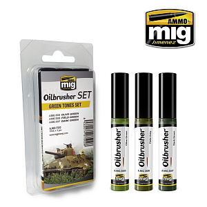 Green Tones OILBRUSHER SET(Ammo Mig) (3x10ml) 