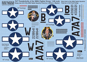 Decal 1/48 Republic P-47D Thunderbolt 368th FG 395th Fighter Squadron (Kits-World)