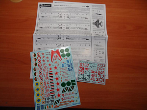 Decal 1/48 Mikoyan MiG-25 Foxbat. Markings for 23 aircraft from USSR (Begemot)