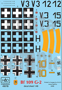 Decal 1/48 Messerschmitt Bf 109 G-2 (4x camo) (HAD)