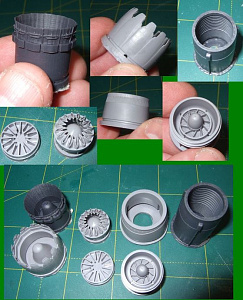 Additions (resin) 1/48 F-16E/F Block 60 Desert Falcon, Exhaust Nozzles engine F-110-GE-132 (opened) for KINETIC 