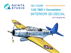 TBD-1 Devastator 3D-Printed & coloured Interior on decal paper (Trumpeter) (with 3D-printed resin parts)