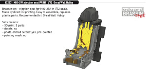 Additions (3D resin printing) 1/72 Mikoyan MiG-29A ejection seat 3D-Printed (designed to be used with Great Wall Hobby kits) 