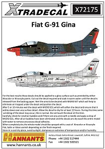 Decal 1/72 Fiat G.91R/3 (13) (Xtradecal)