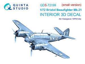 Bristol Beaufighter Mk.21 3D-Printed & coloured Interior on decal paper (Hasegawa/MPM) (small version)