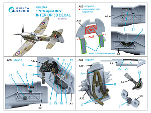 Tempest Mk.V 3D-Printed & coloured Interior on decal paper (Airfix)