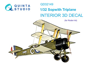 Sopwith Triplane 3D-Printed & coloured Interior on decal paper (Roden)