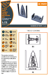 Additions (3D resin printing) 1/72 North-American F-86A Open canopy frame detailing set 3D-Printed (designed to be used with Clear Prop Models kits)