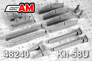 Additions (3D resin printing) 1/48 Aircraft guided missile Kh-58U with launcher AKU-58 (Advanced Modeling) 