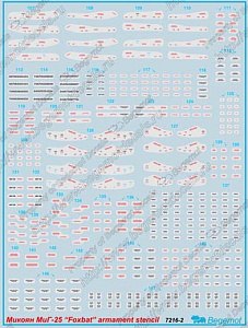Decal 1/72 Mikoyan MiG-25 stencil date x 2 sheets. 1 sheet for the aircraft and another sheet for the armament (Begemot)