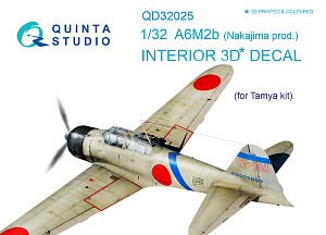 A6M2b (Nakajima prod.) 3D-Printed & coloured Interior on decal paper (for Tamiya kit)