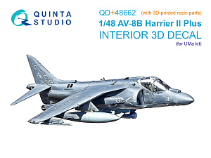 AV-8B Harrier II Plus 3D-Printed & coloured Interior on decal paper (UMa) (with 3D-printed resin parts)