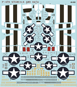 Decal 1/48 Republic P-47D Thunderbolt Stencils and Data (Furball Aero-Design)