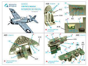 F4F-4 Wildcat 3D-Printed & coloured Interior on decal paper (Tamiya)