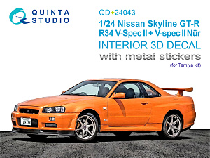 Nissan Skyline GT-R R34 V-Spec II 3D-Printed & coloured Interior on decal paper (Tamiya) (with metal sticker parts)