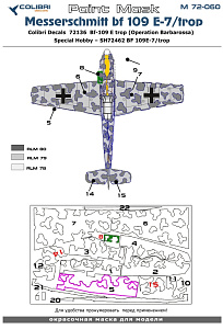 Paint Mask 1/72 Bf 109 E-7/Trop (9,10 white 1.(J)/Lg 2) (Colibri Decals)