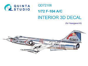 F-104 A/C 3D-Printed & coloured Interior on decal paper (Hasegawa)