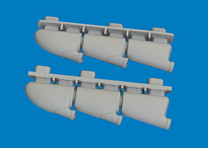 Additions (3D resin printing) 1/72 Supermarine Spitfire Mk.V three-stacks exhaust rounded 3D-Printed 1/72 (designed to be used with Eduard kits)