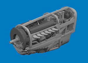 Additions (3D resin printing) 1/72 North-American P-51D Mustang engine (designed to be used with Eduard kits)