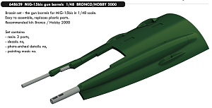 Additions (3D resin printing) 1/48 Mikoyan MiG-15bis gun barrels (designed to be used with Bronco Model and Hobby 2000 kits)