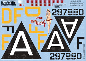 Decal 1/32 Boeing B-17G Flying Fortress 42-97880 DF-F 'A' 'Little Miss Mischief' (Kits-World)