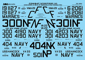 Decal 1/32 Combat Scooters (4) - USN/USMC Douglas A-4E/A-4F Skyhawks in the Vietnam War(AOA Decals)