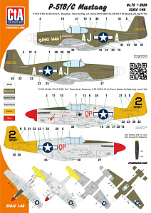 Decal 1/48 North-American P-51B/C Mustang (Cut then Add)