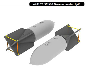 Additions (3D resin printing) 1/48 2 x German bombs SC-500