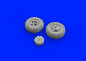 Additions (3D resin printing) 1/48 Hawker Tempest Mk.V early late wheels with weighted tyre effect - 4 spoke w/pattern (designed to be used with Eduard kits) 