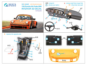 Porsche 934 Turbo RSR 3D-Printed & coloured Interior on decal paper (Tamiya) (with 3D-printed resin parts) 