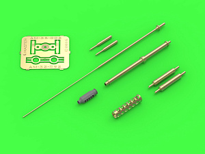 Aircraft detailing sets (brass) 1/32 Boeing/Hughes AH-64A Apache - M230 Chain Gun barrel (30mm), Pitot Tubes and tail antenna (resin, PE and turned parts) (designed to be used with Revell kits) 