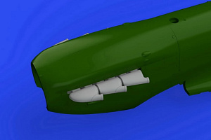 Additions (3D resin printing) 1/48 Supermarine Spitfire Mk.V three-stacks exhausts rounded (designed to be used with Eduard kits) 