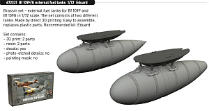 Additions (3D resin printing) 1/72 Messerschmitt Bf-109F/G external fuel tanks (designed to be used with Eduard kits) 