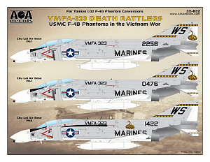 Decal 1/32 VMFA-323 Death Rattlers - USMC McDonnell F-4B Phantoms in the Vietnam War. (AOA Decals)