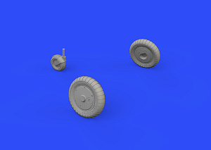 Additions (3D resin printing) 1/48 Messerschmitt Bf-109G-6 wheels with weighted tyre effect (designed to be used with Tamiya kits) 