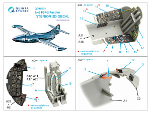 F9F-3 Panther 3D-Printed & coloured Interior on decal paper  (Trumpeter)