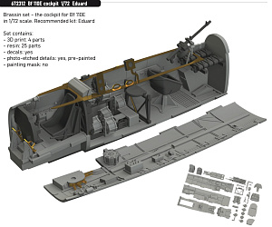 Additions (3D resin printing) 1/72 Messerschmitt Bf-110E cockpit (designed to be used with Eduard kits) 