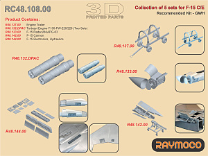 Additions (3D resin printing) 1/48 Collection of 5 sets for F-15 C/E (GWH) (Raymoco)