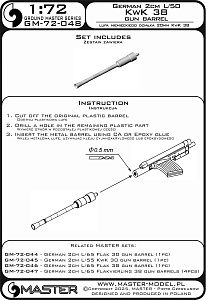 Military vehicle detailing sets (brass) 1/72 German 2cm L/50 Kw.K. 38 (1pcs)