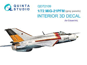 MiG-21PFM Gray panels 3D-Printed & coloured Interior on decal paper (Eduard)